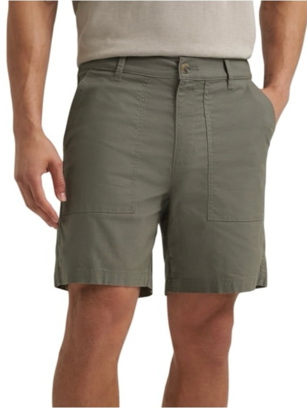 Lee Men's Casual Flat Front Relaxed Fit  Utility Shorts - Olive Size 42